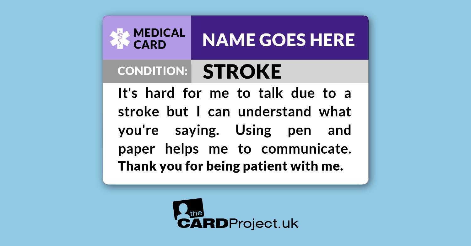 Stroke Awareness Medical ID Alert Card   (FRONT)